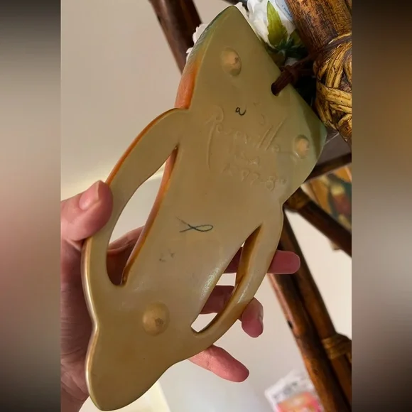 VINTAGE MCM Roseville Zephyr Lily Brown Wall Pocket 1297-8 1946 EUC - Picture 5 of 8